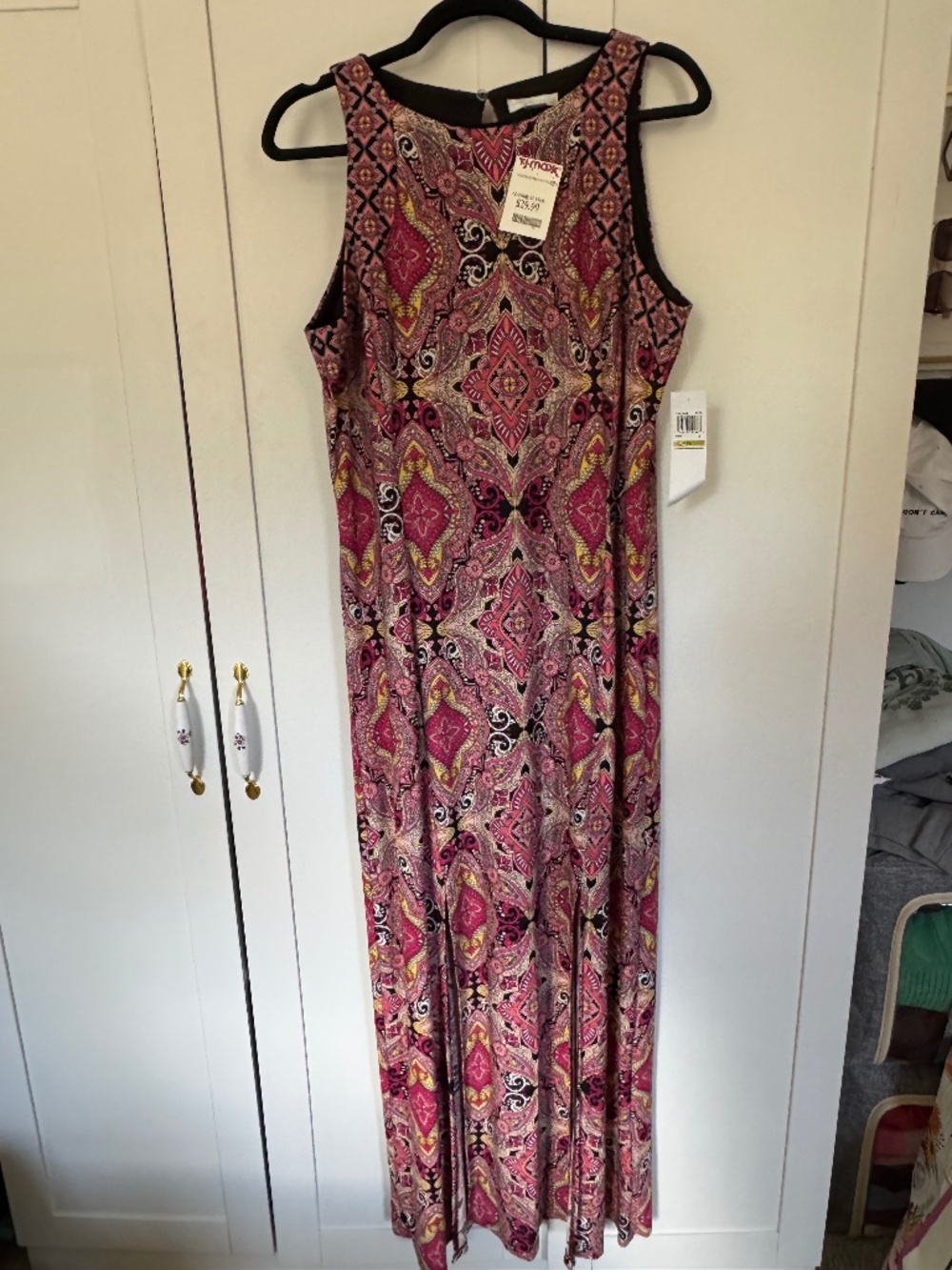 NWT London Times Size 14 Paisley Floral Sleeveless Maxi Dress Pink